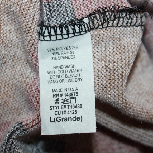 Limited Time Sale:Impressions Red/Black/Tan Checkered Cowl Neck Sweater Size XL - Picture 7 of 9